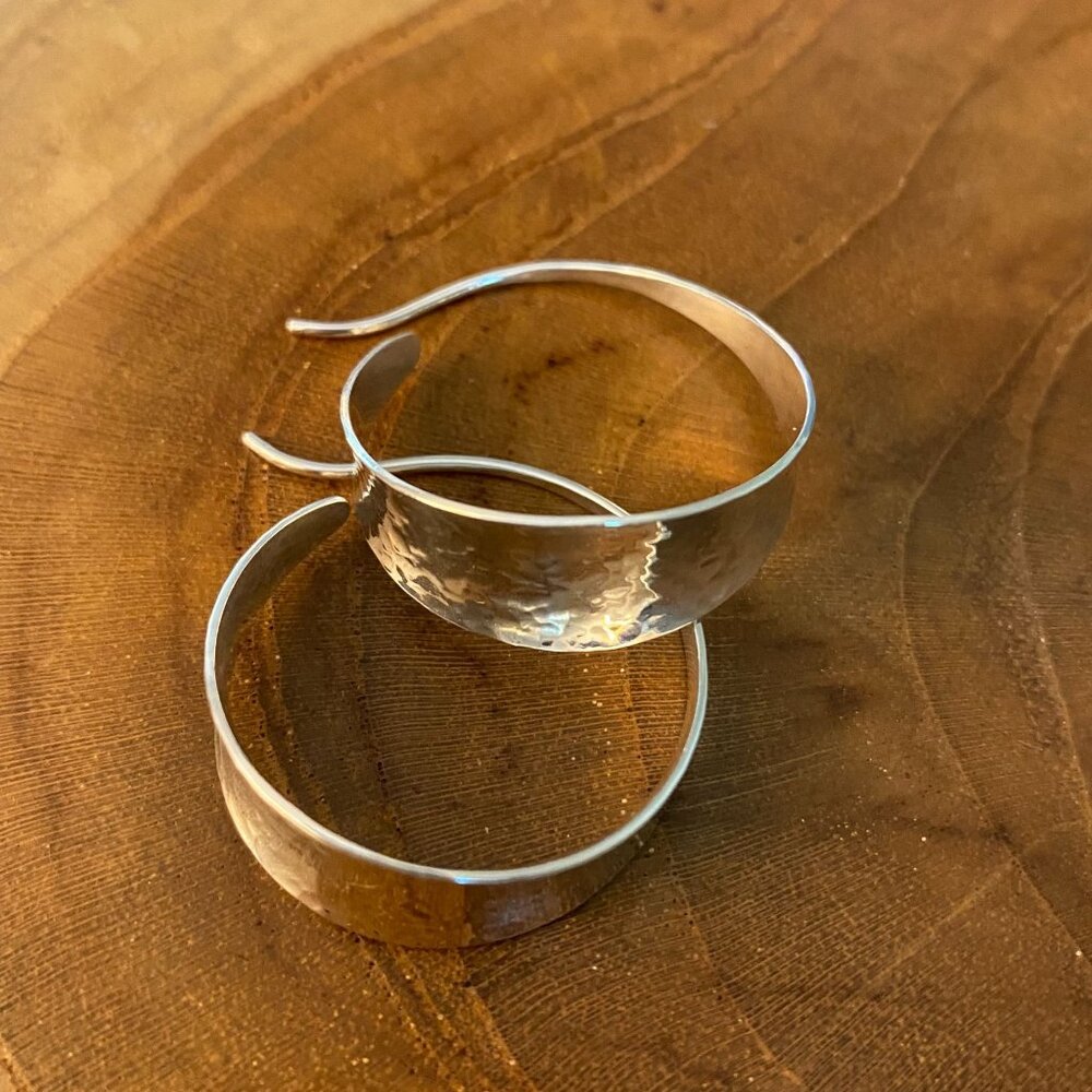 RETIRED James Avery Valle Hoop Earrings, Hammered Sterling Silver